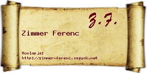 Zimmer Ferenc névjegykártya