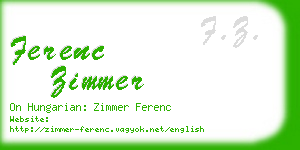 ferenc zimmer business card